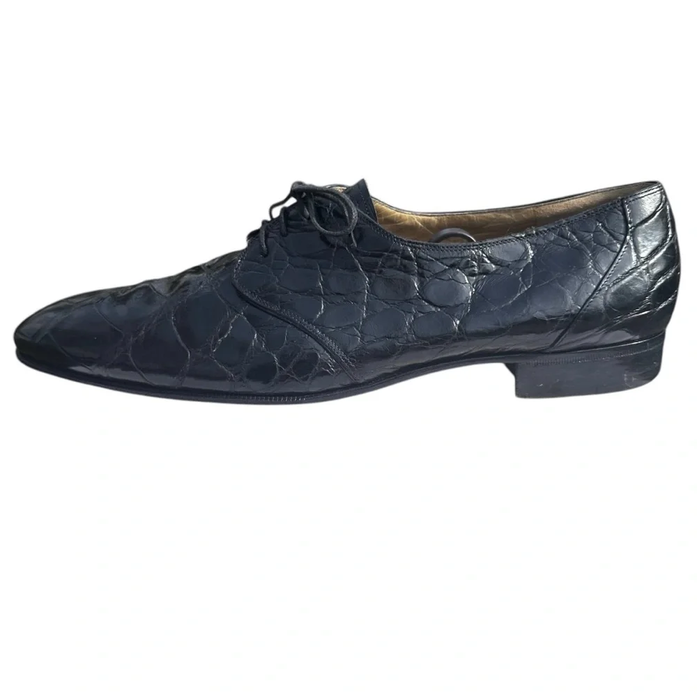 Mauri Alligator Leather Derby Shoes Lace Up Black US 11 1/2 11.5 Medium Vintage